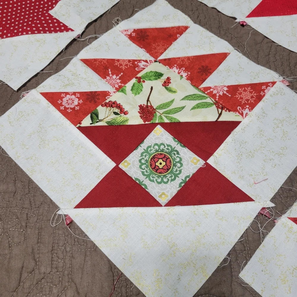 Set of 7 Holiday Quilt Squares holiday basket homemade block quilt squar…